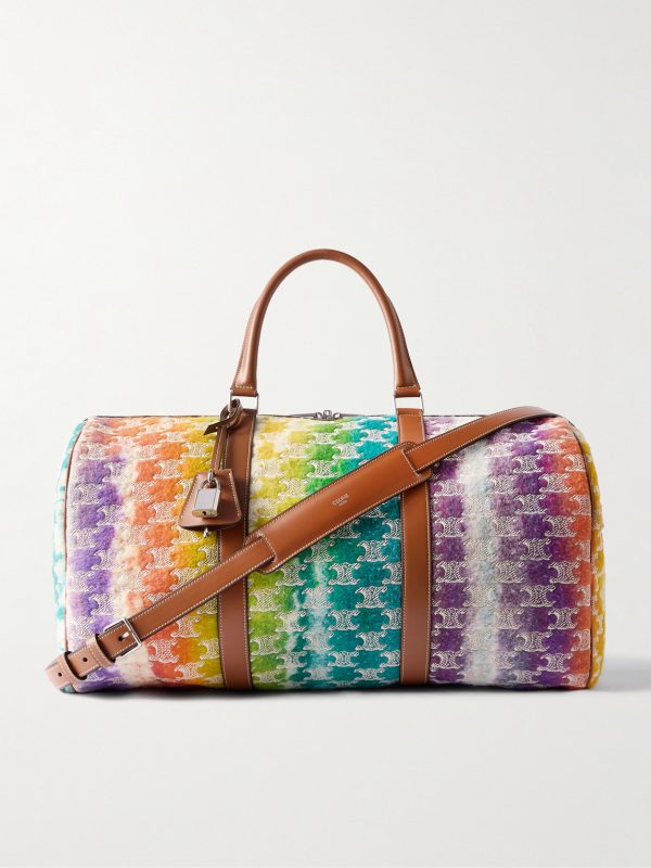 Medium Voyage Leather-Trimmed Wool Weekend Bag Medium Voyage Leather-Trimmed Wool Weekend Bag