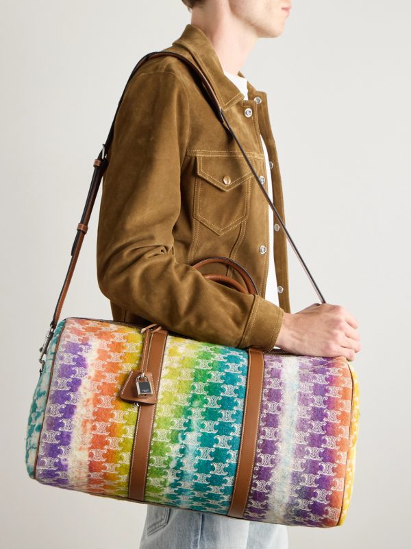 Medium Voyage Leather-Trimmed Wool Weekend Bag - OU Medium Voyage Leather-Trimmed Wool Weekend Bag - OU