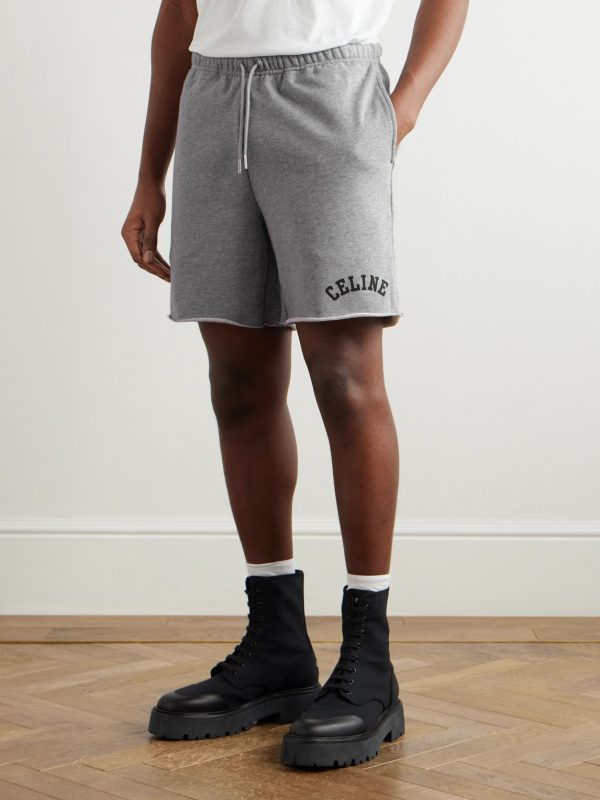 Wide-Leg Logo-Print Cotton-Jersey Shorts - FR Wide-Leg Logo-Print Cotton-Jersey Shorts - FR