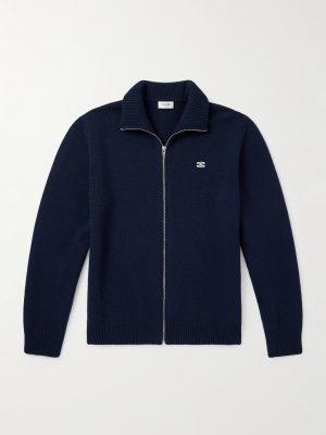 Logo-Embroidered Wool and Cashmere-Blend Zip-Up Cardigan Logo-Embroidered Wool and Cashmere-Blend Zip-Up Cardigan
