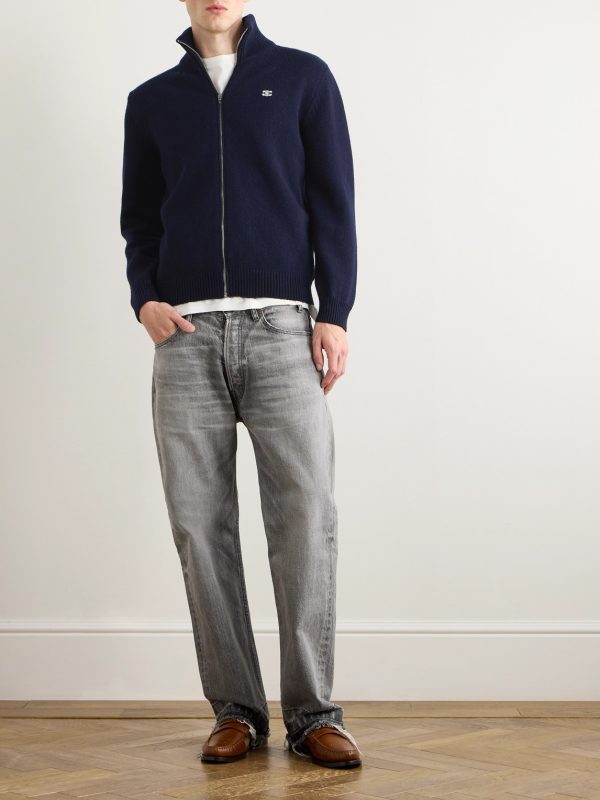 Logo-Embroidered Wool and Cashmere-Blend Zip-Up Cardigan - OU Logo-Embroidered Wool and Cashmere-Blend Zip-Up Cardigan - OU