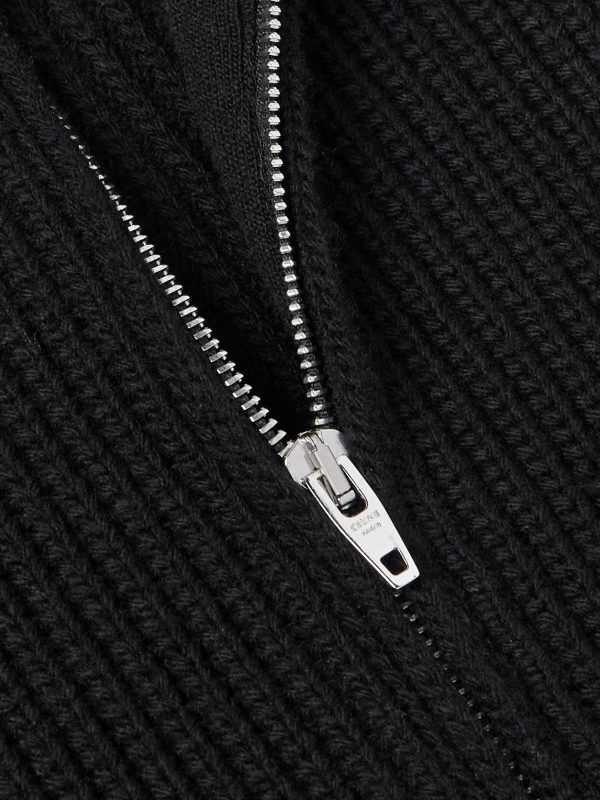 Logo-Embroidered Ribbed Wool Zip-Up Cardigan - CU Logo-Embroidered Ribbed Wool Zip-Up Cardigan - CU