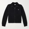 Logo-Embroidered Ribbed Wool Zip-Up Cardigan Logo-Embroidered Ribbed Wool Zip-Up Cardigan