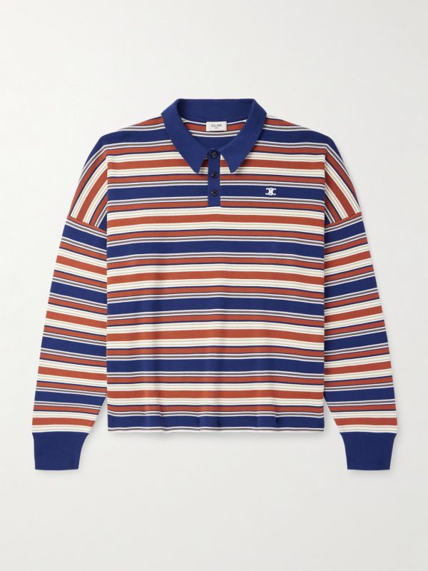 Logo-Embroidered Striped Cotton Polo Shirt Logo-Embroidered Striped Cotton Polo Shirt