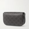 Triomphe Leather-Trimmed Logo-Print Coated-Canvas Messenger Bag - BK
