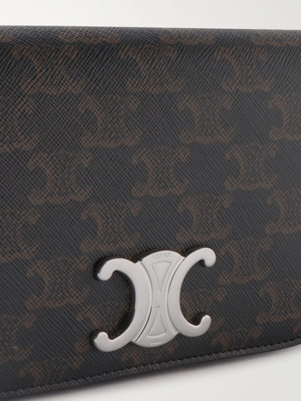 Triomphe Leather-Trimmed Logo-Print Coated-Canvas Messenger Bag - CU