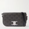 Triomphe Leather-Trimmed Logo-Print Coated-Canvas Messenger Bag