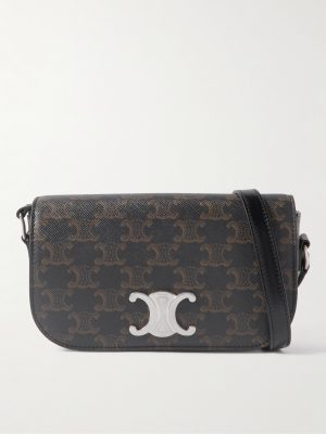 Triomphe Leather-Trimmed Logo-Print Coated-Canvas Messenger Bag Triomphe Leather-Trimmed Logo-Print Coated-Canvas Messenger Bag