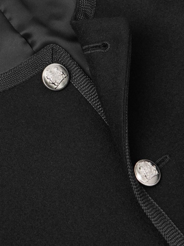Slim-Fit Cropped Webbing-Trimmed Cashmere-Felt Jacket - CU