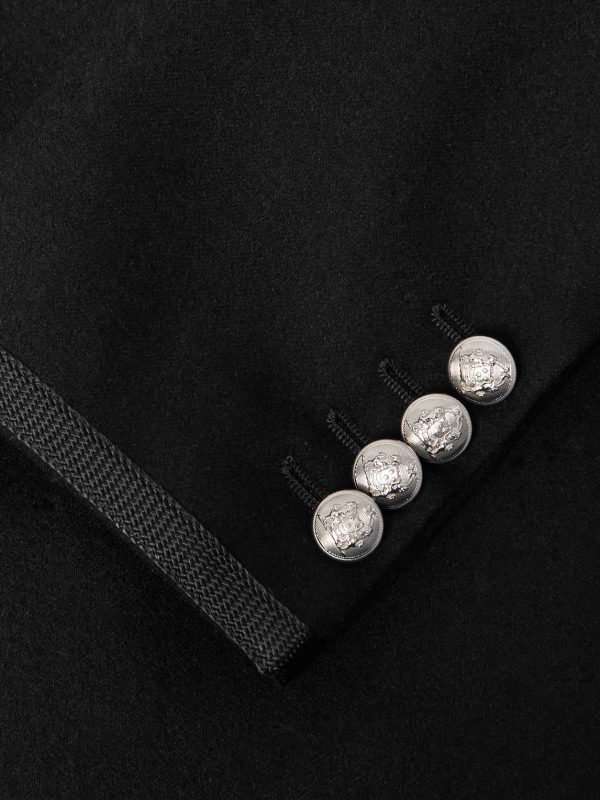 Slim-Fit Cropped Webbing-Trimmed Cashmere-Felt Jacket - E1