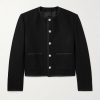 Slim-Fit Cropped Webbing-Trimmed Cashmere-Felt Jacket