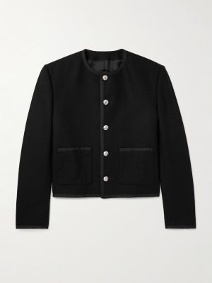 Slim-Fit Cropped Webbing-Trimmed Cashmere-Felt Jacket