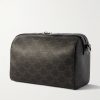 Boston Mini Leather-Trimmed Monogrammed Coated-Canvas Messenger Bag - BK Boston Mini Leather-Trimmed Monogrammed Coated-Canvas Messenger Bag - BK