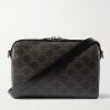 Boston Mini Leather-Trimmed Monogrammed Coated-Canvas Messenger Bag Boston Mini Leather-Trimmed Monogrammed Coated-Canvas Messenger Bag