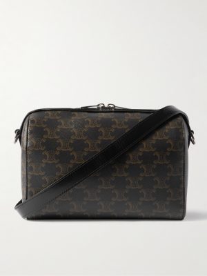 Boston Mini Leather-Trimmed Monogrammed Coated-Canvas Messenger Bag Boston Mini Leather-Trimmed Monogrammed Coated-Canvas Messenger Bag