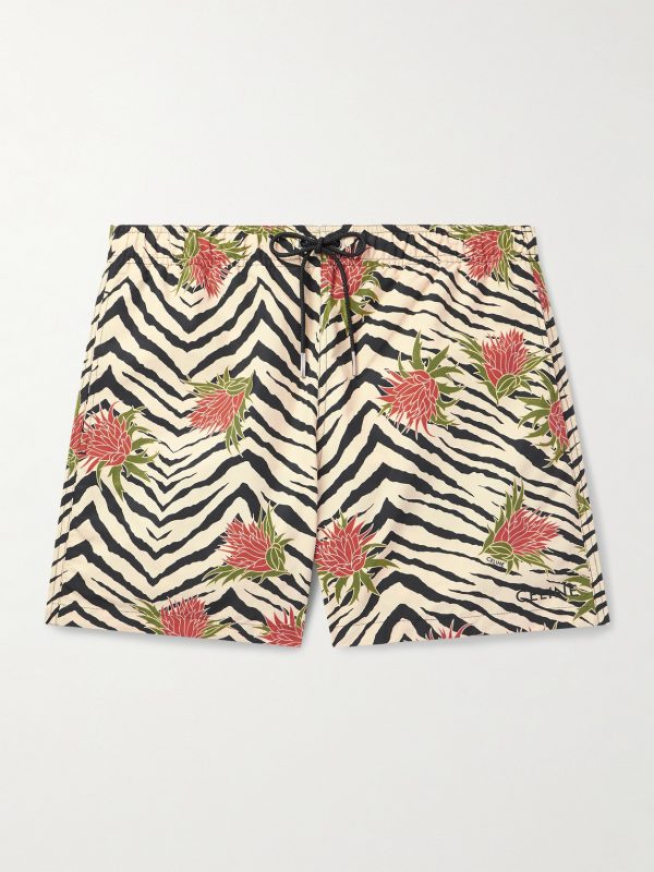 Mid-Length Straight-Leg Printed Swim Shorts Mid-Length Straight-Leg Printed Swim Shorts