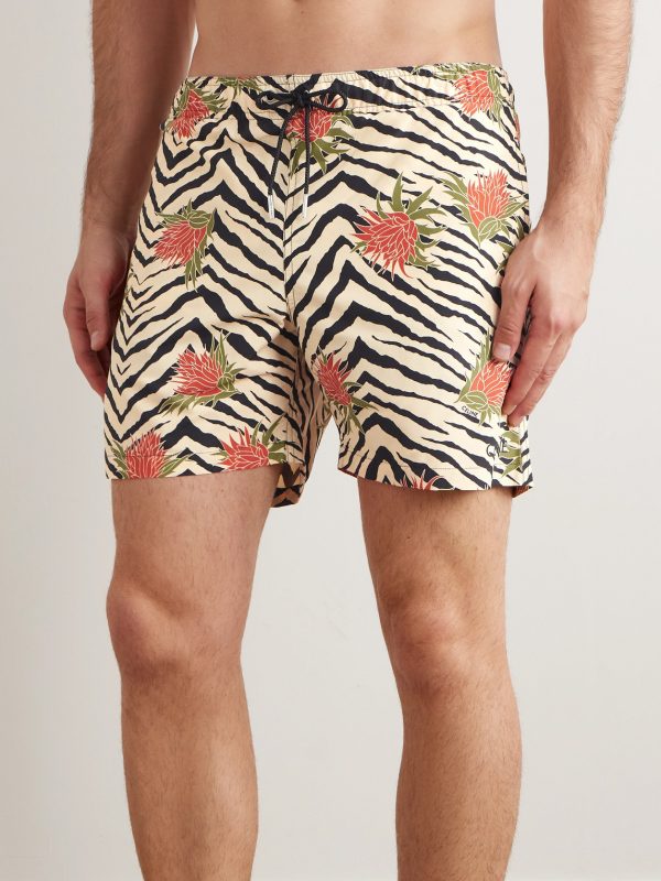 Mid-Length Straight-Leg Printed Swim Shorts - OU Mid-Length Straight-Leg Printed Swim Shorts - OU