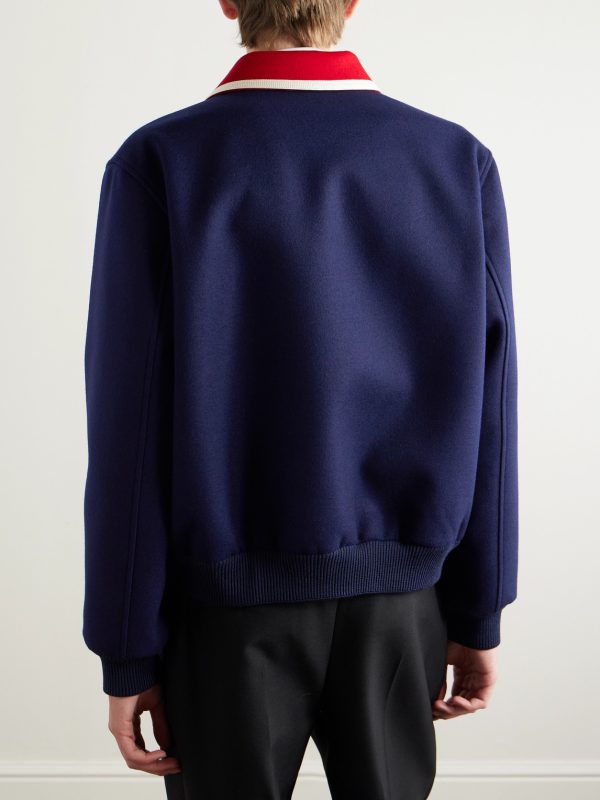 Teddy Embellished Wool-Flannel Bomber Jacket - BK