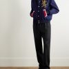 Teddy Embellished Wool-Flannel Bomber Jacket - OU