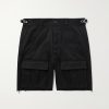 Straight-Leg Distressed Cotton-Twill Cargo Shorts