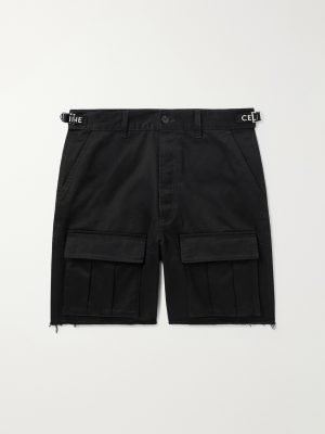 Straight-Leg Distressed Cotton-Twill Cargo Shorts Straight-Leg Distressed Cotton-Twill Cargo Shorts