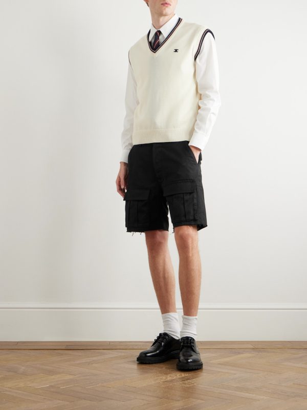 Straight-Leg Distressed Cotton-Twill Cargo Shorts - OU