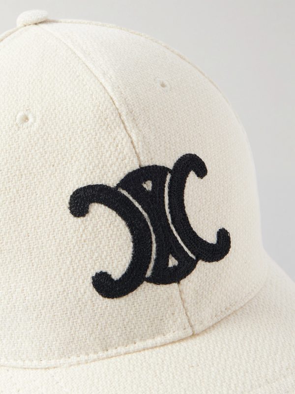 Triomphe Logo-Embroidered Wool-Blend Baseball Cap - CU