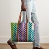 Leather-Trimmed Logo-Embroidered Wool Tote Bag - OU Leather-Trimmed Logo-Embroidered Wool Tote Bag - OU
