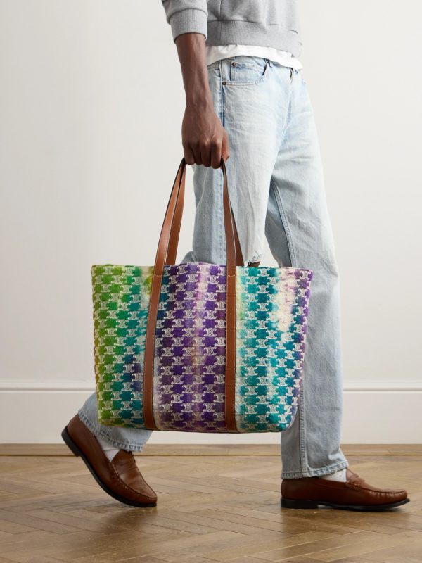 Leather-Trimmed Logo-Embroidered Wool Tote Bag - OU Leather-Trimmed Logo-Embroidered Wool Tote Bag - OU