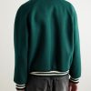 Teddy Triomphe Leather-Trimmed Wool-Blend Varsity Jacket - BK