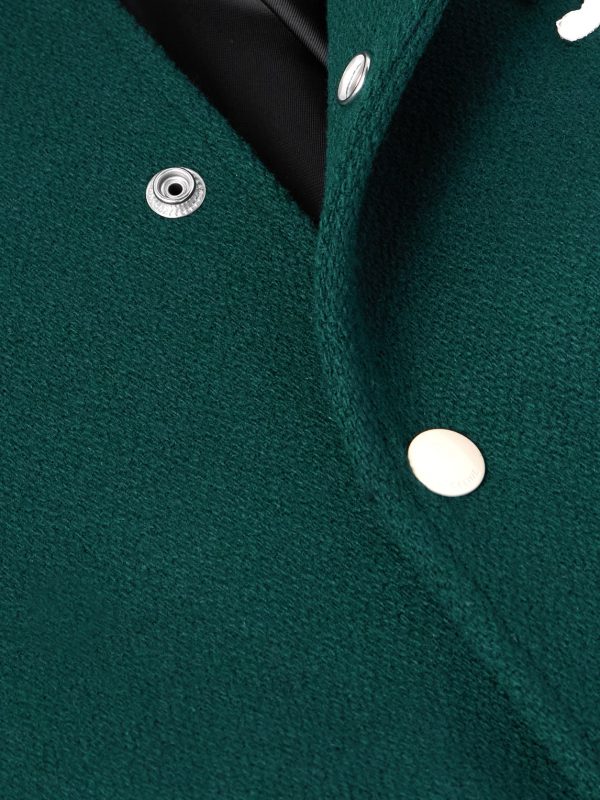 Teddy Triomphe Leather-Trimmed Wool-Blend Varsity Jacket - CU