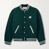 Teddy Triomphe Leather-Trimmed Wool-Blend Varsity Jacket