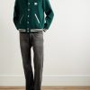 Teddy Triomphe Leather-Trimmed Wool-Blend Varsity Jacket - OU
