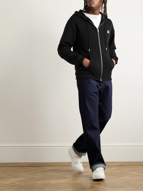Logo-Embroidered Cotton and Cashmere-Blend Zip-Up Hoodie - OU Logo-Embroidered Cotton and Cashmere-Blend Zip-Up Hoodie - OU