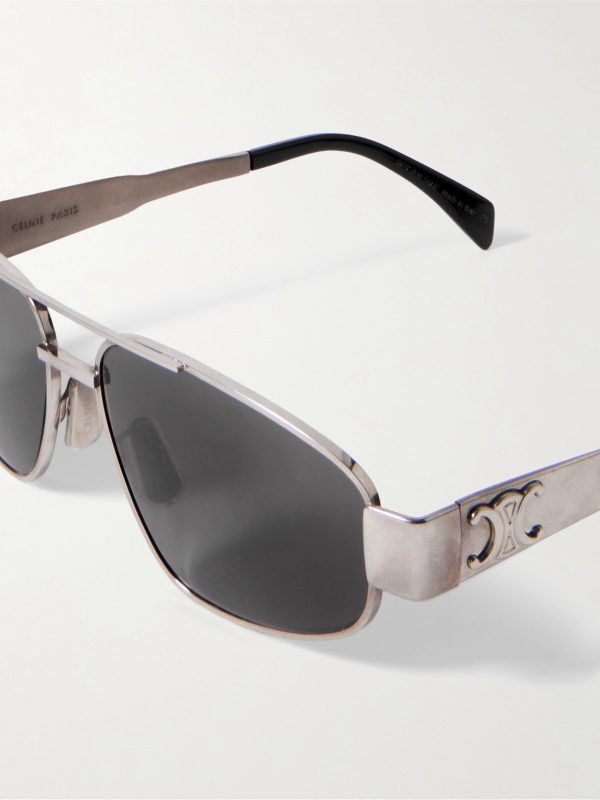 Aviator-Style Silver-Tone Sunglasses - CU