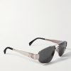 Aviator-Style Silver-Tone Sunglasses - FR