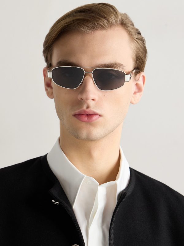 Aviator-Style Silver-Tone Sunglasses - OU