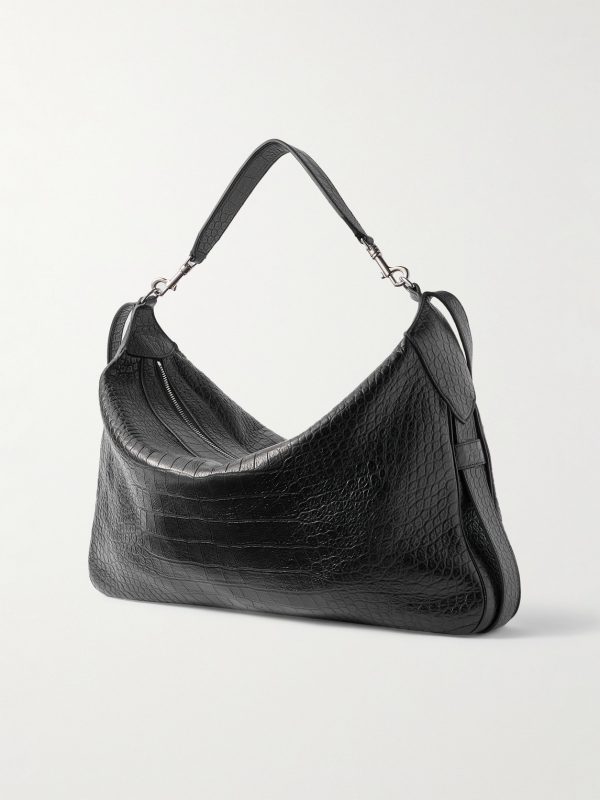 Romy Large Croc-Effect Leather Messenger Bag - BK Romy Large Croc-Effect Leather Messenger Bag - BK