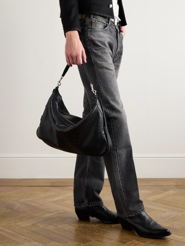 Romy Large Croc-Effect Leather Messenger Bag - E2 Romy Large Croc-Effect Leather Messenger Bag - E2