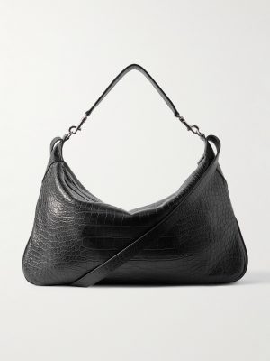 Romy Large Croc-Effect Leather Messenger Bag