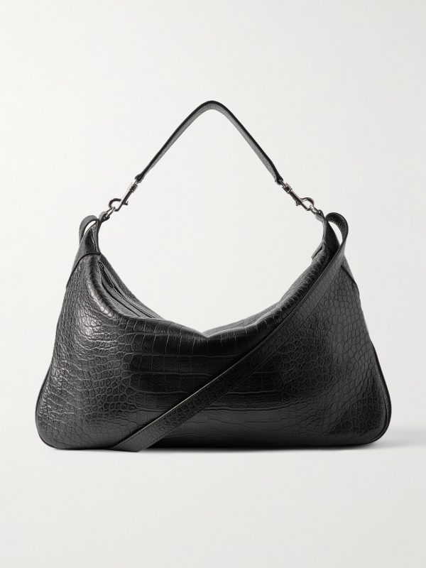 Romy Large Croc-Effect Leather Messenger Bag Romy Large Croc-Effect Leather Messenger Bag