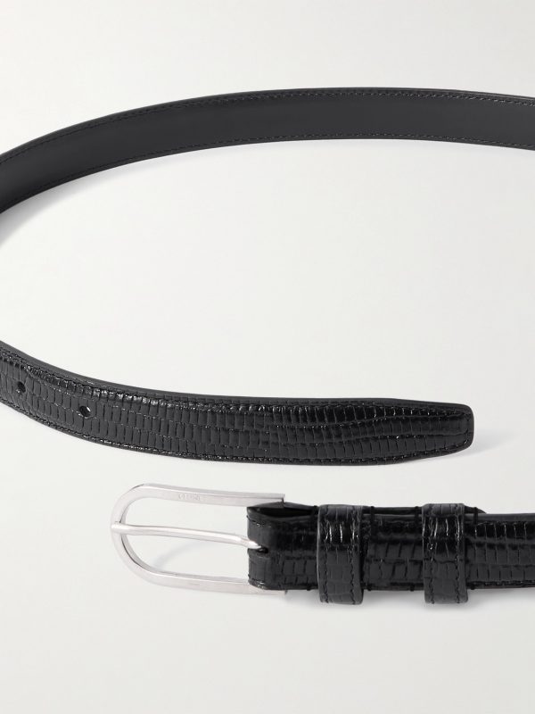 2cm Lizard-Effect Leather Belt - E1