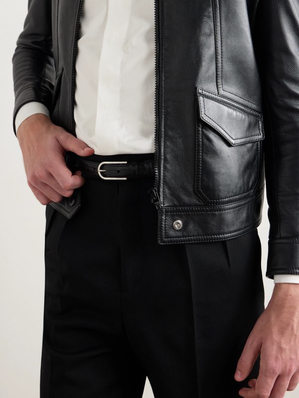 2cm Lizard-Effect Leather Belt - FR