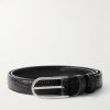2cm Lizard-Effect Leather Belt