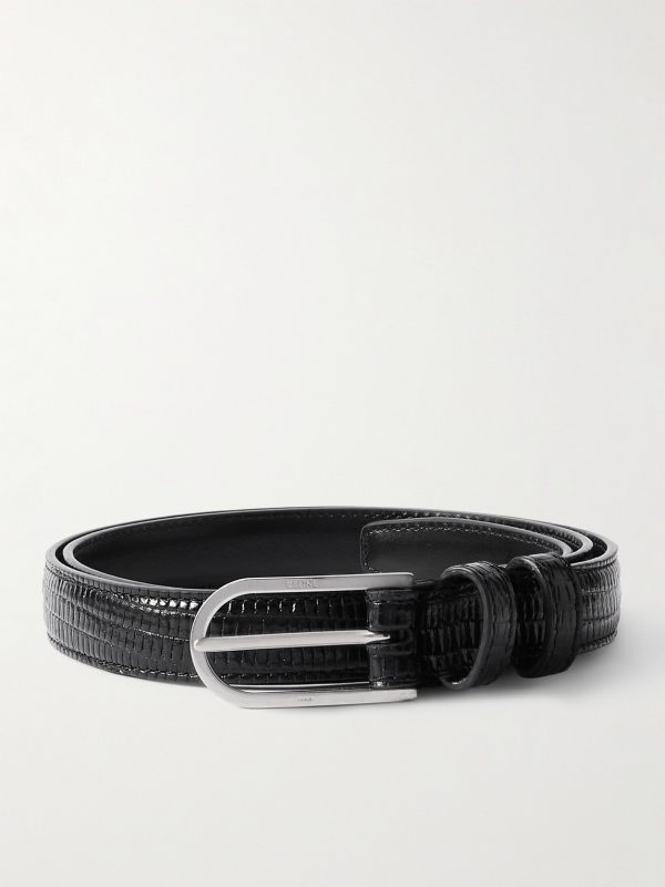 2cm Lizard-Effect Leather Belt