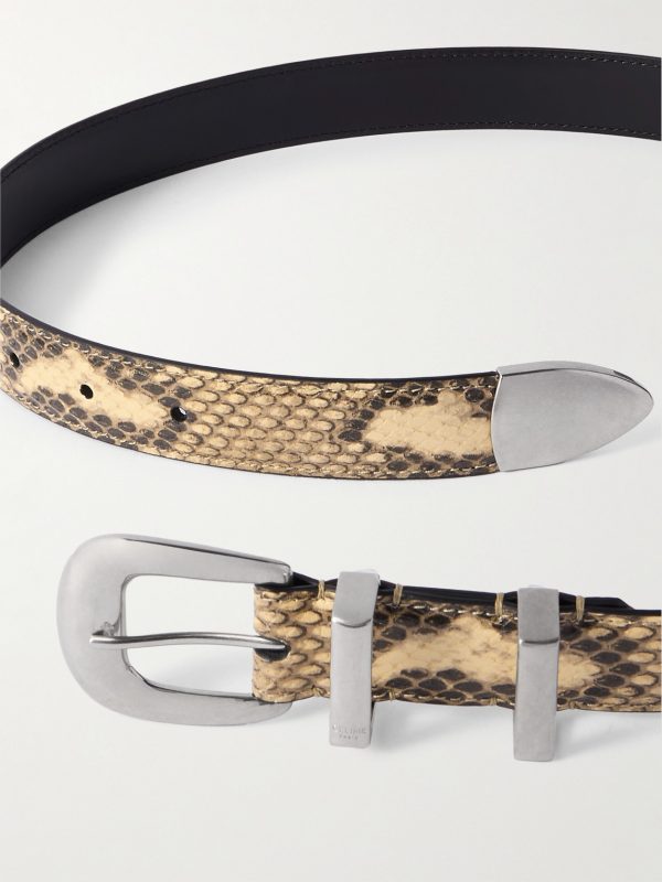 2.5cm Snake-Effect Leather Belt - E1