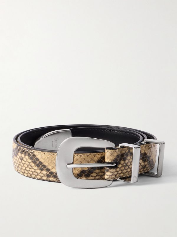 2.5cm Snake-Effect Leather Belt