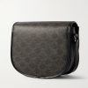 Besace Triomphe Medium Leather-Trimmed Logo-Print Coated-Canvas Messenger Bag - BK