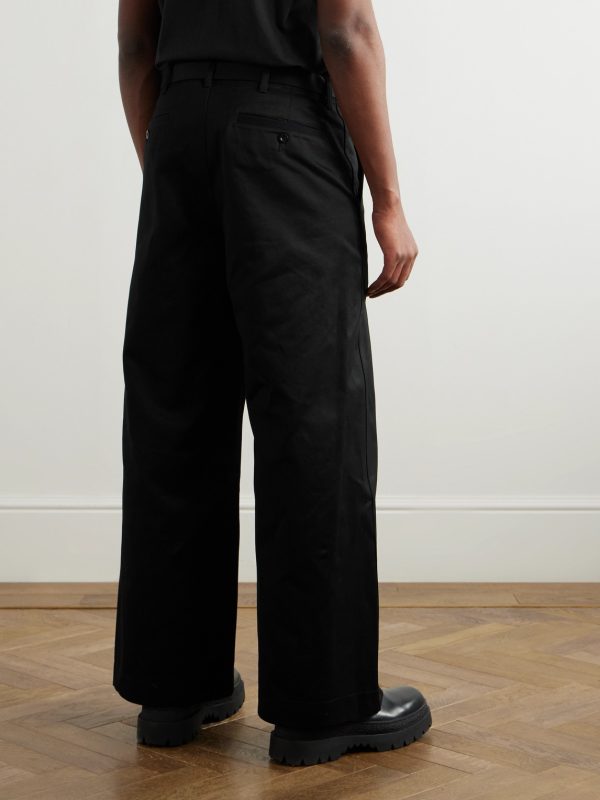 Straight-Leg Belted Cotton-Gabardine Trousers - BK Straight-Leg Belted Cotton-Gabardine Trousers - BK
