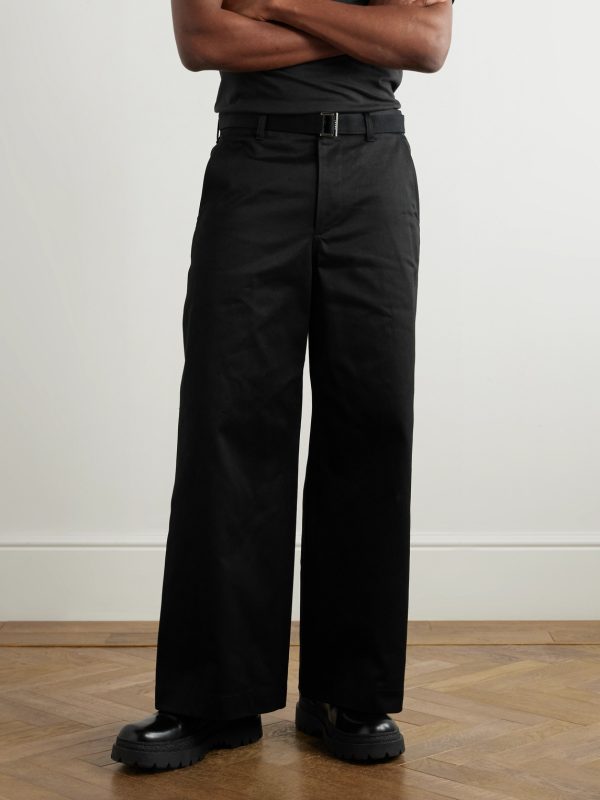 Straight-Leg Belted Cotton-Gabardine Trousers - FR Straight-Leg Belted Cotton-Gabardine Trousers - FR